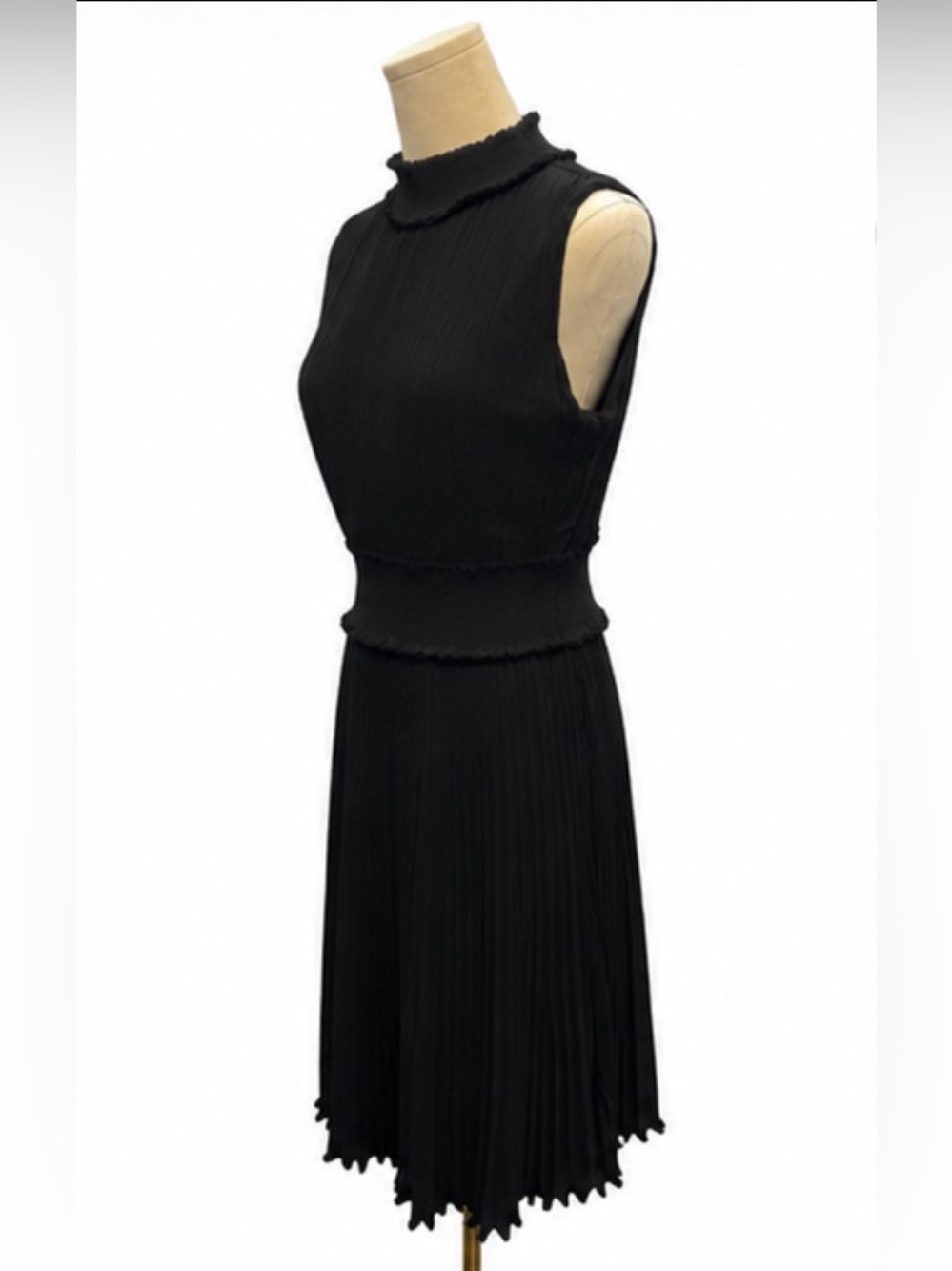 Nanette Lepore Black Pleated Ruffle Sleeveless Dress Size 8